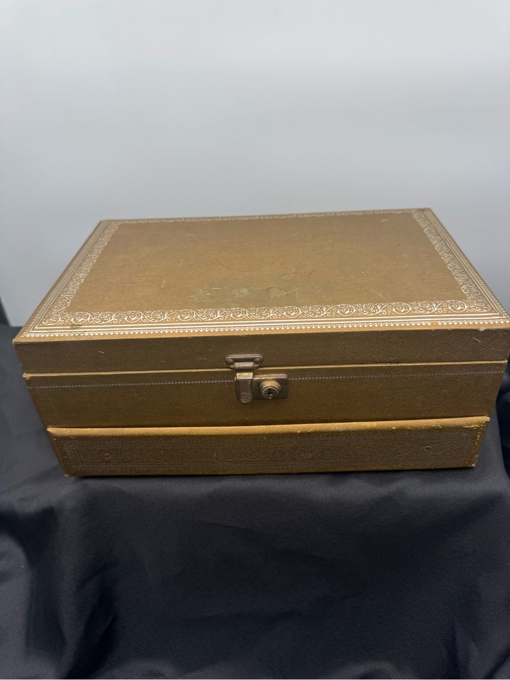 Gold Jewelry Organizer Box with Lock and key
